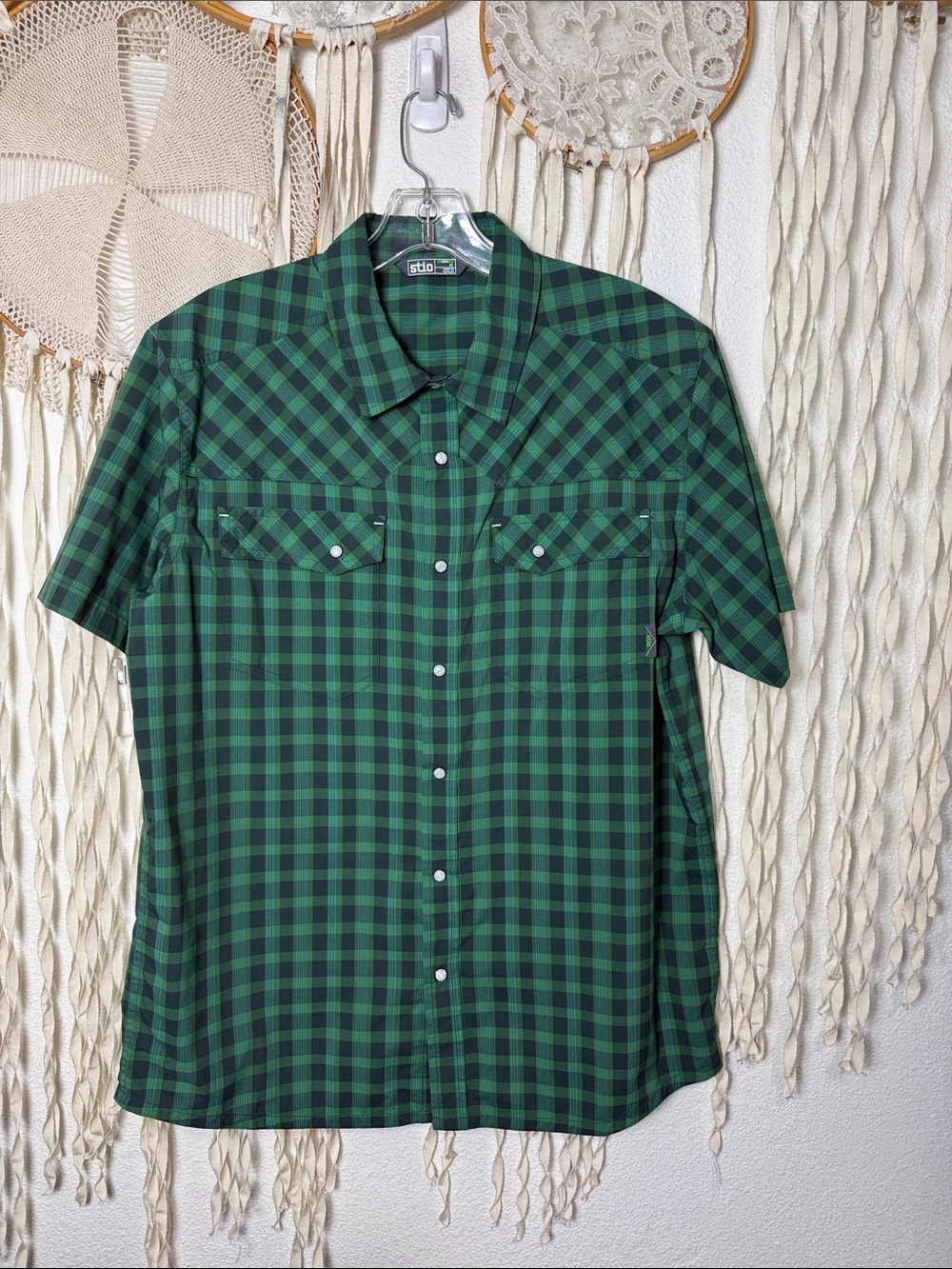 Stio Men's Eddy Short Sleeve Shirt Snap Front Size M